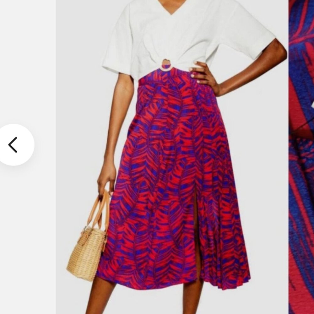 Topshop Pleated Midi Skirt - Pink Purple - Size 2